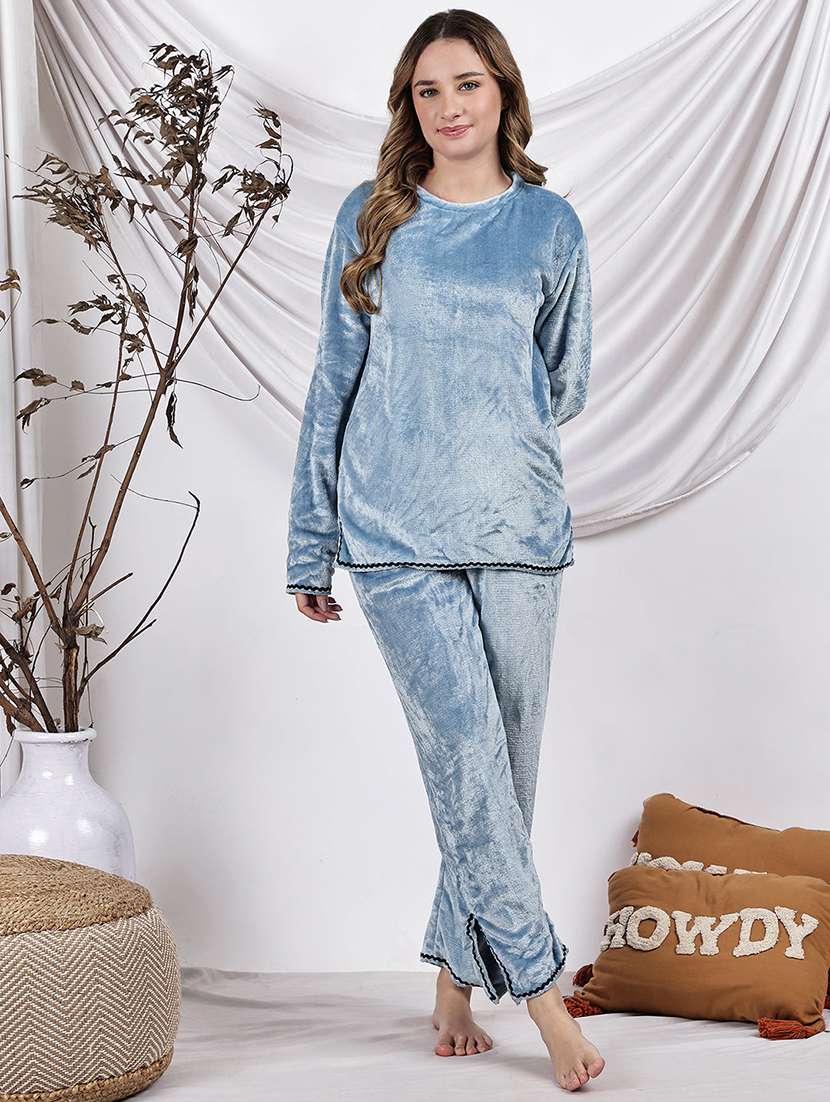 women solid nightwear pyjama set - 22329836 -  Standard Image - 1