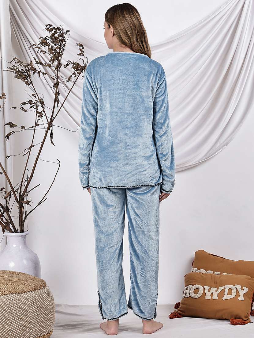 women solid nightwear pyjama set - 22329836 -  Standard Image - 4