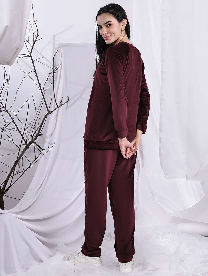 women solid long sleeve winter co-ord set - 22329837 -  Standard Image - 4