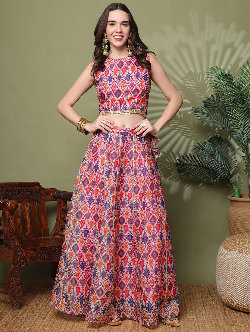 women printed sleeveless lehenga and choli set - 22329846 -  Standard Image - 1
