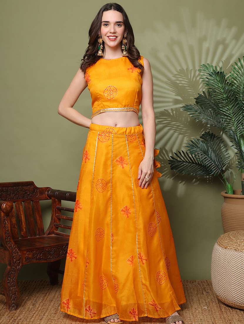 women printed sleeveless lehenga and choli set with dupatta - 22329848 -  Standard Image - 1
