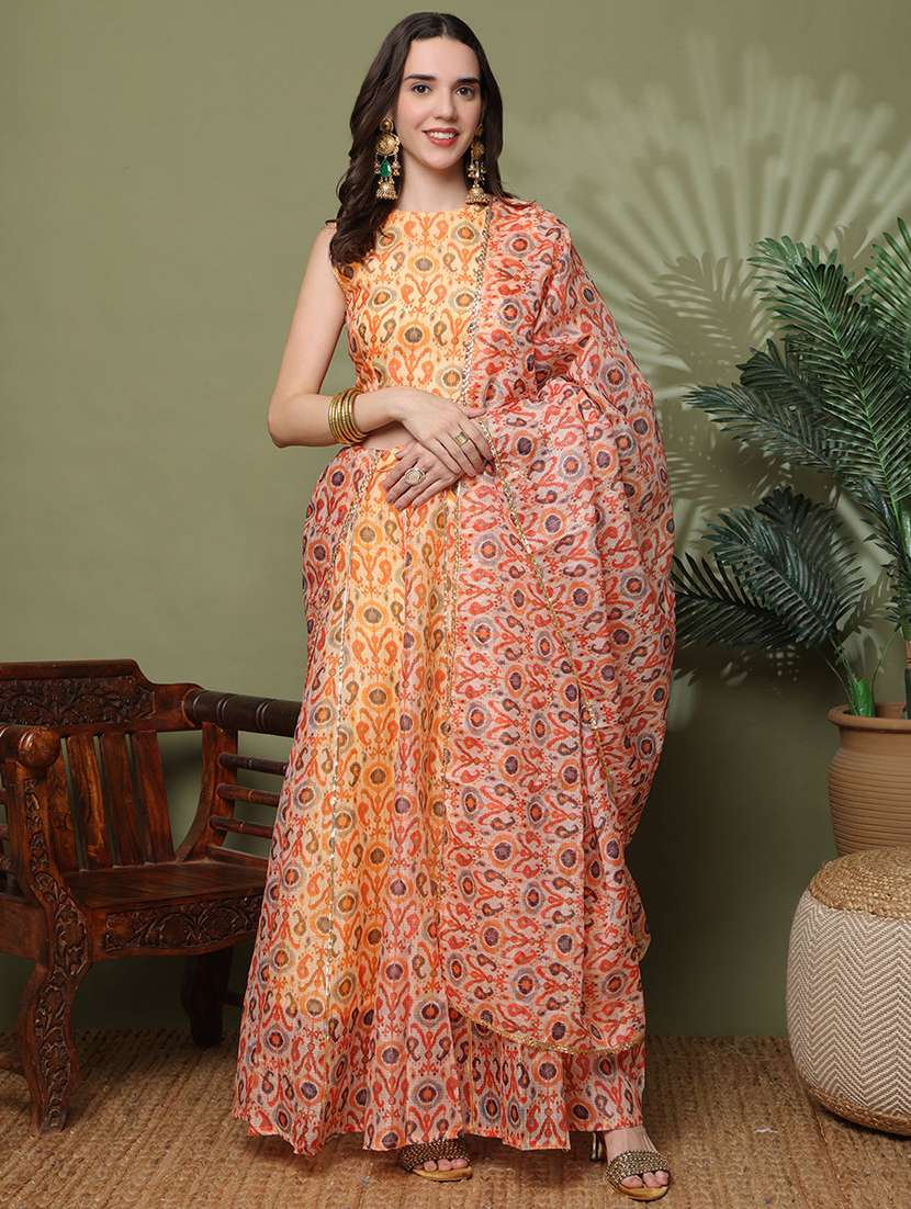 women printed sleeveless lehenga and choli set with dupatta - 22329851 -  Standard Image - 1