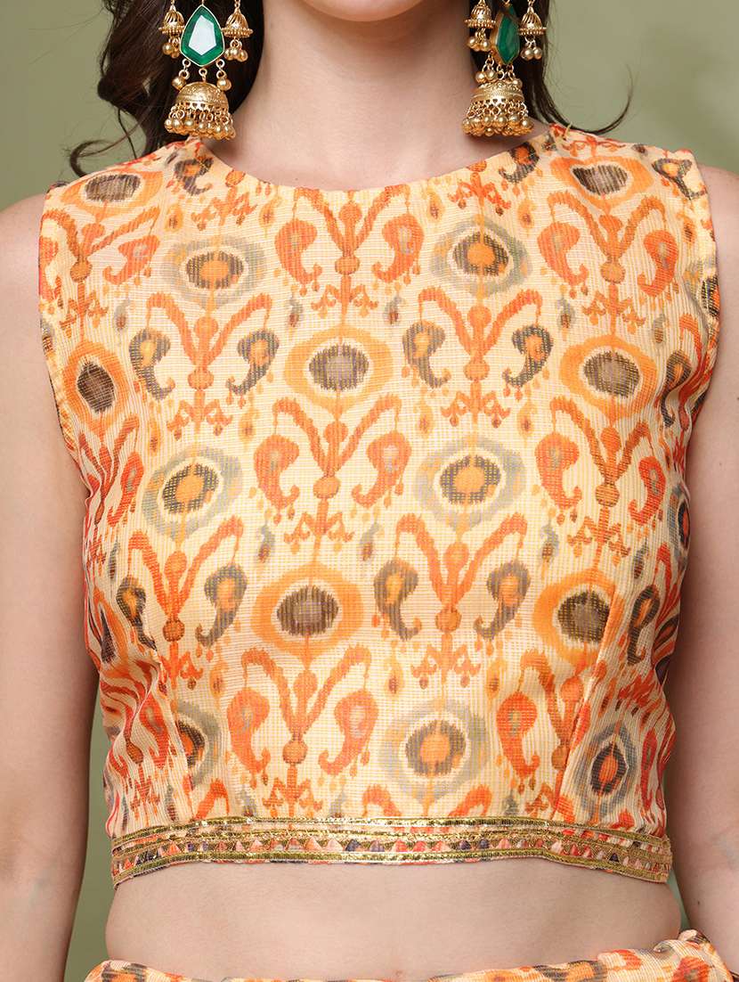 women printed sleeveless lehenga and choli set with dupatta - 22329851 -  Standard Image - 4