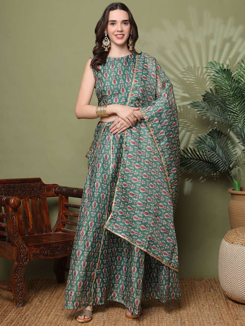 women printed sleeveless lehenga and choli set with dupatta - 22329852 -  Standard Image - 1