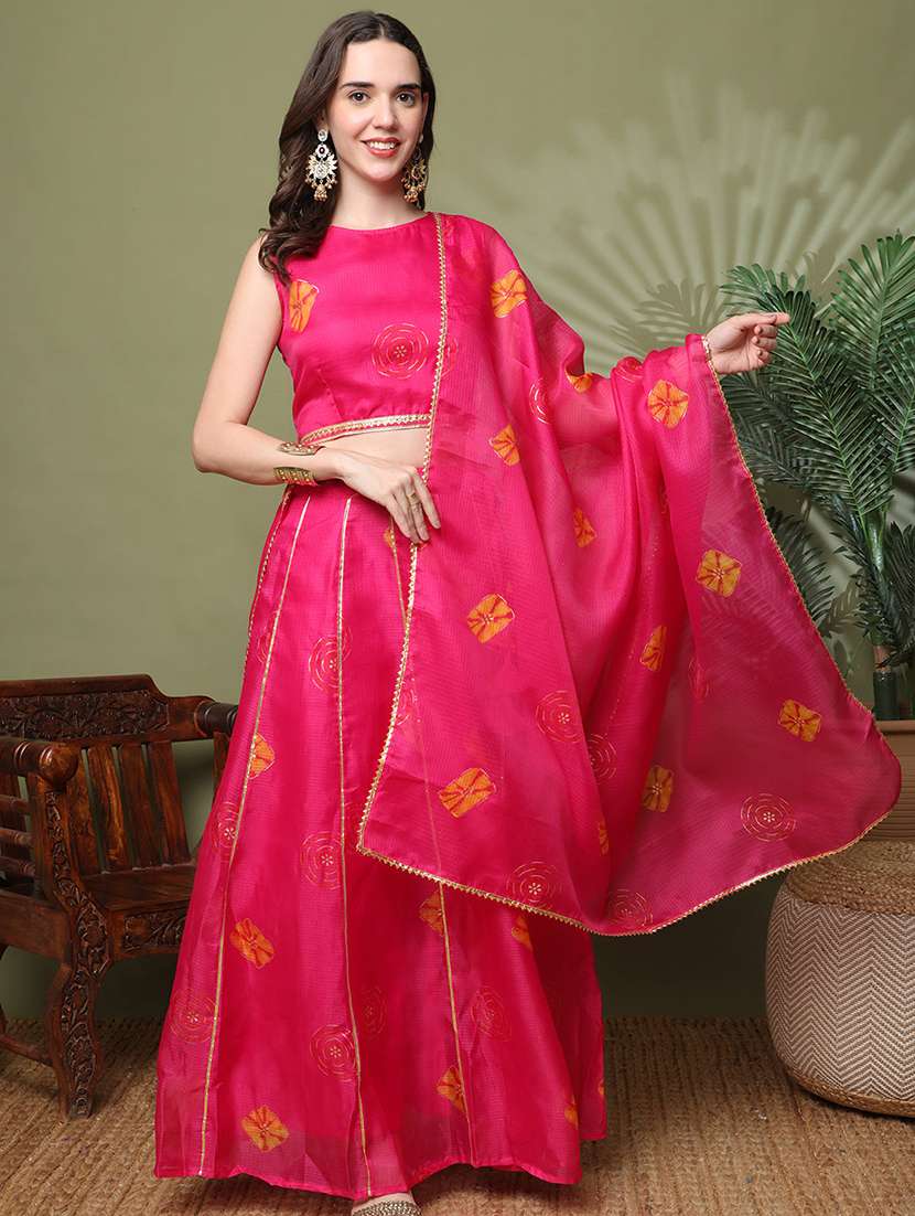 women printed sleeveless lehenga and choli set with dupatta - 22329855 -  Standard Image - 1