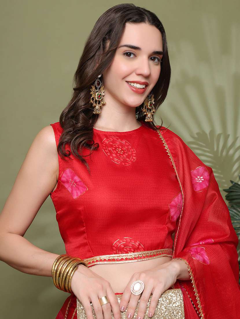 women printed sleeveless lehenga and choli set with dupatta - 22329856 -  Standard Image - 4