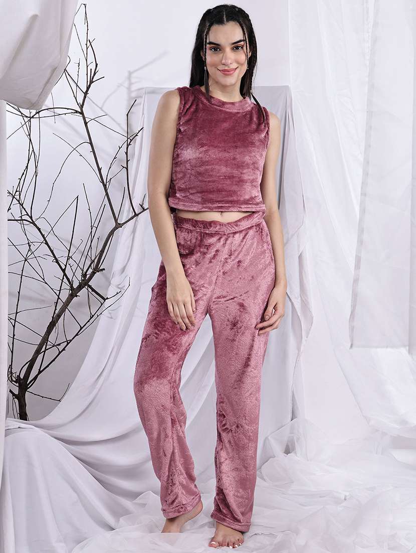 women solid nightwear pyjama set - 22329865 -  Standard Image - 1