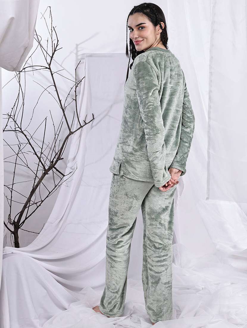 women solid nightwear pyjama set - 22329871 -  Standard Image - 4