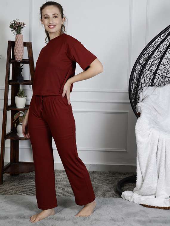 women solid nightwear pyjama set - 22329936 -  Standard Image - 1