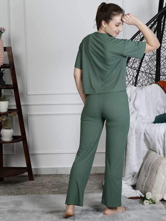 women solid nightwear pyjama set - 22329942 -  Standard Image - 4