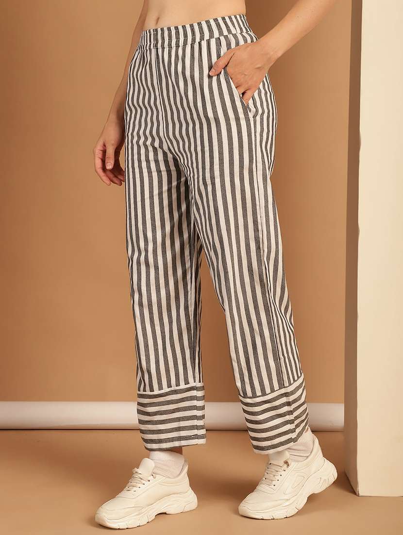 women striped mid rise straight trouser - 22329962 -  Standard Image - 1