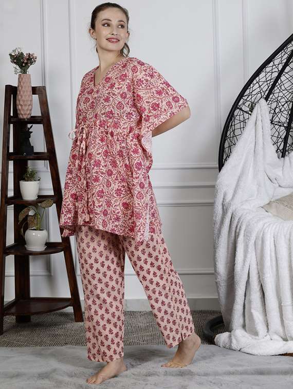 women printed nightwear pyjama set - 22329976 -  Standard Image - 1