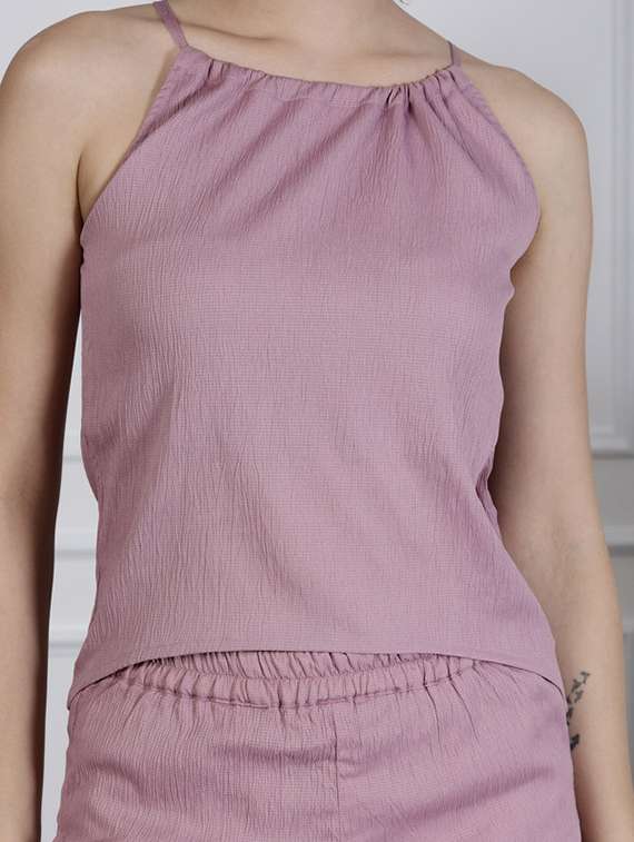 women solid shorts nightwear set - 22329987 -  Standard Image - 4