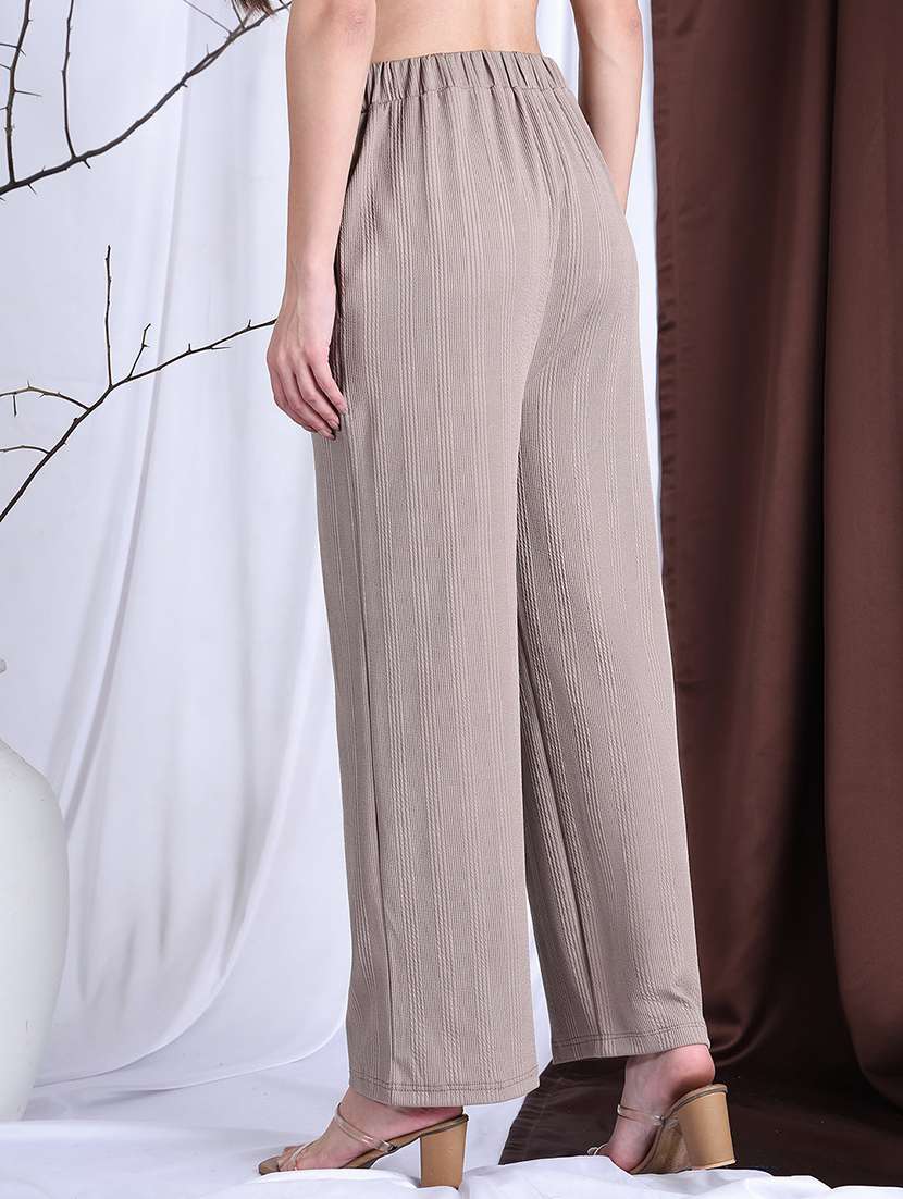 Women Solid Mid Rise Straight Trouser - 22329991 -  Standard Image - 1
