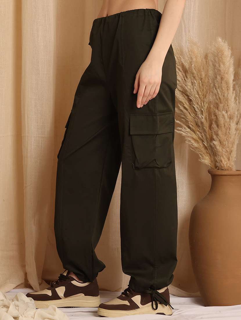 Women Solid Mid Rise Cargo - 22330011 -  Standard Image - 1
