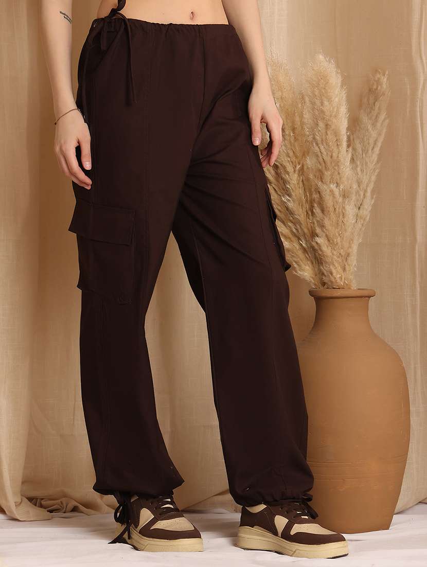 Women Solid Mid Rise Cargo - 22330014 -  Standard Image - 1