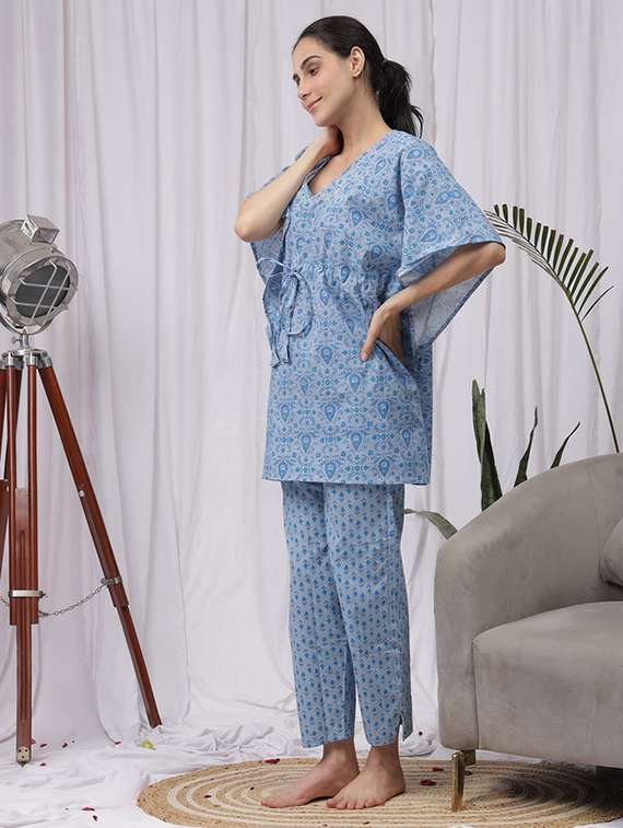 women printed nightwear pyjama set - 22330017 -  Standard Image - 1