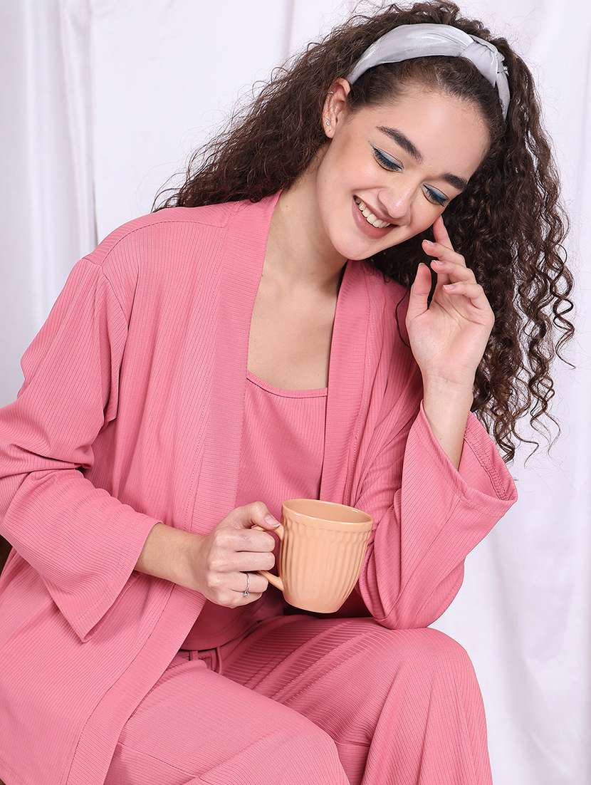 women solid nightwear pyjama set - 22330049 -  Standard Image - 1