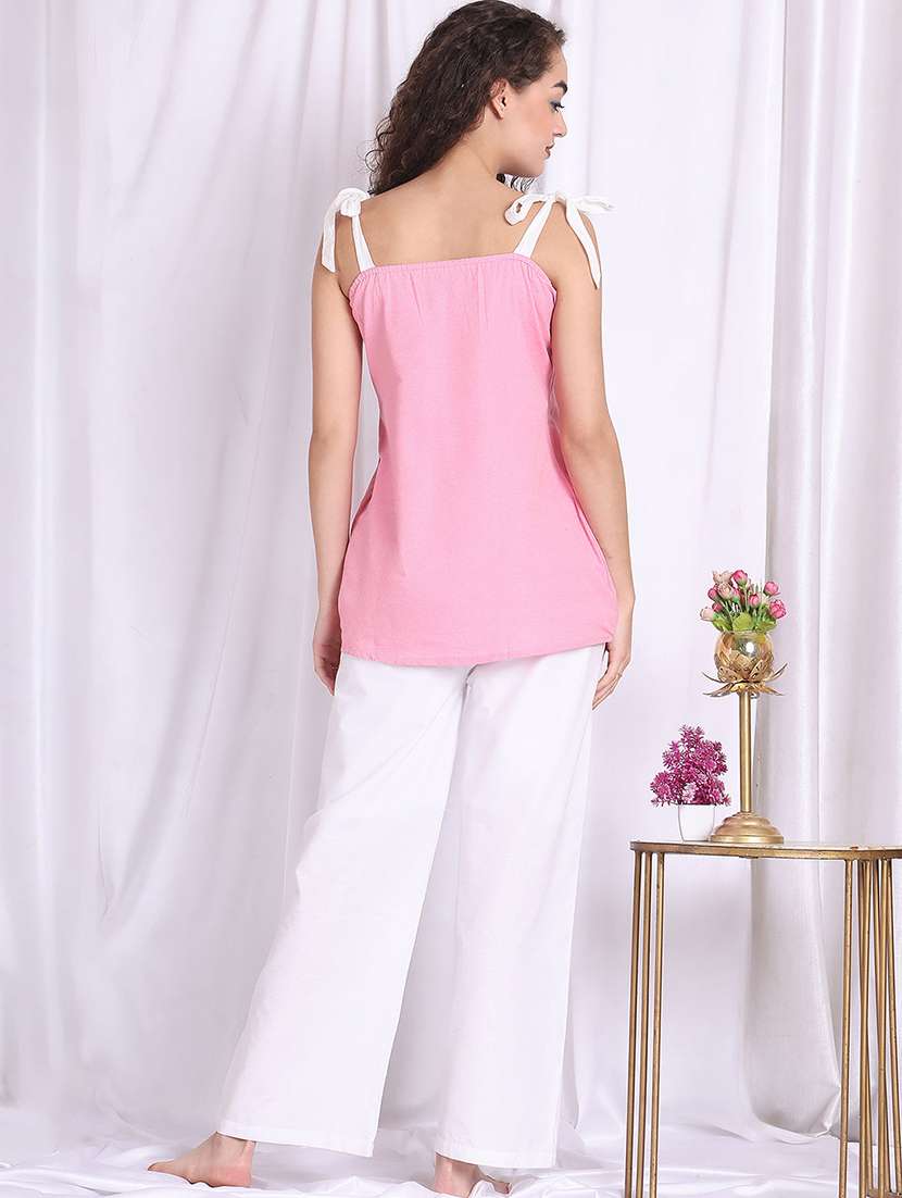 women solid nightwear pyjama set - 22330064 -  Standard Image - 4