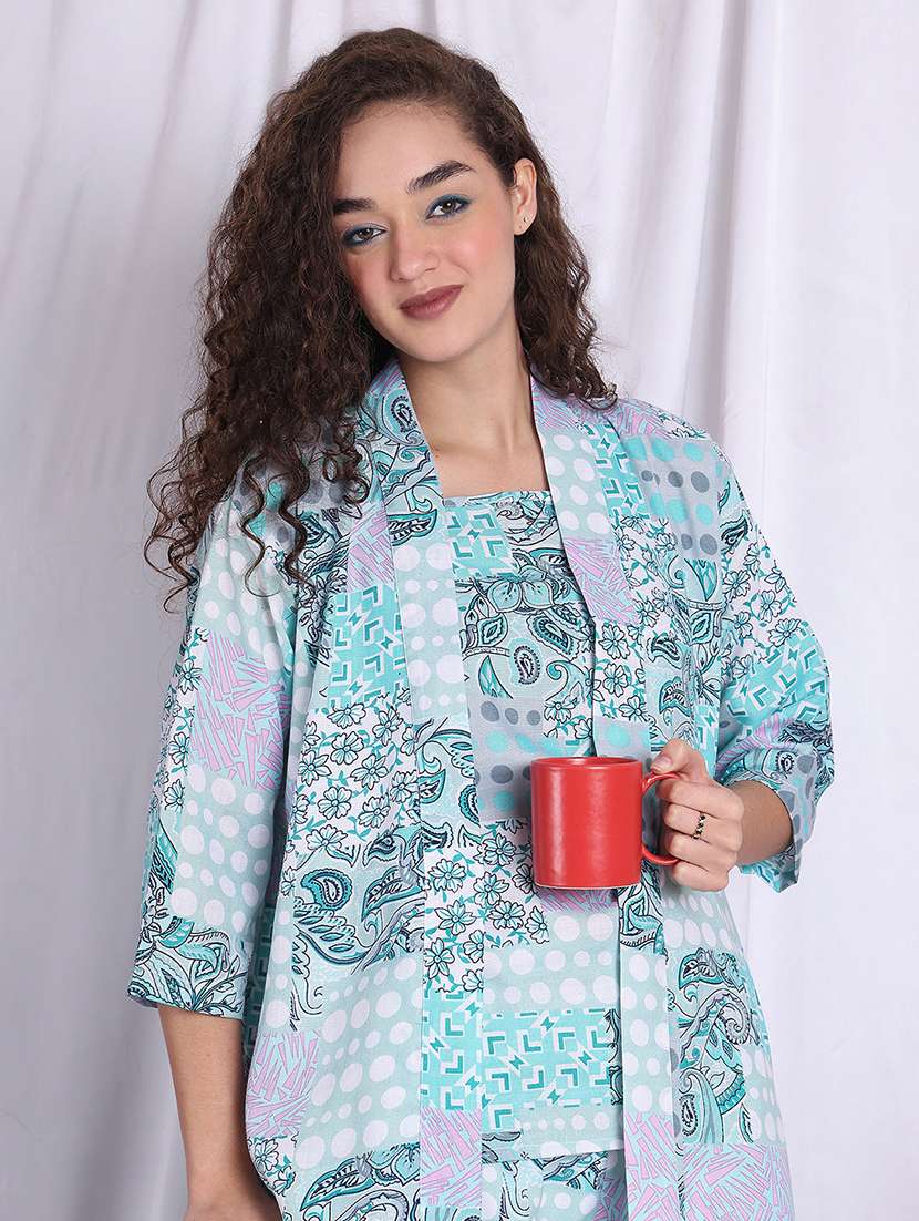 women printed nightwear pyjama set - 22330080 -  Standard Image - 1