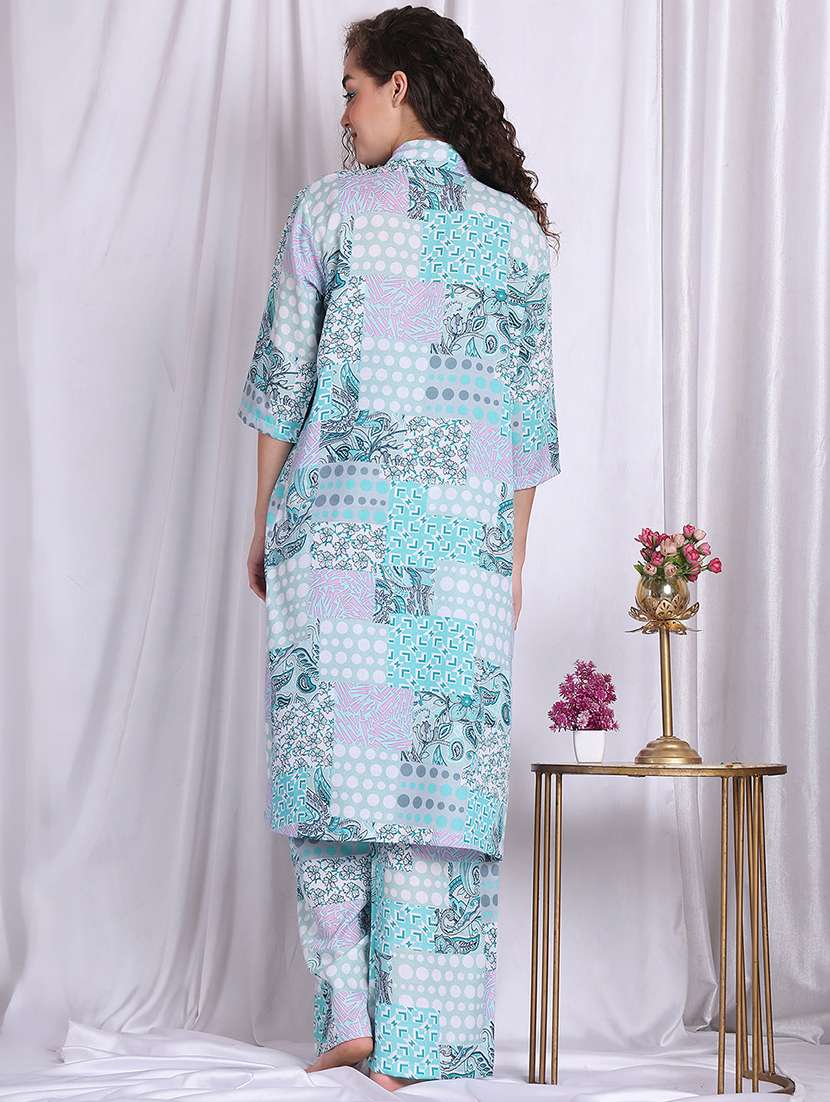 women printed nightwear pyjama set - 22330080 -  Standard Image - 4