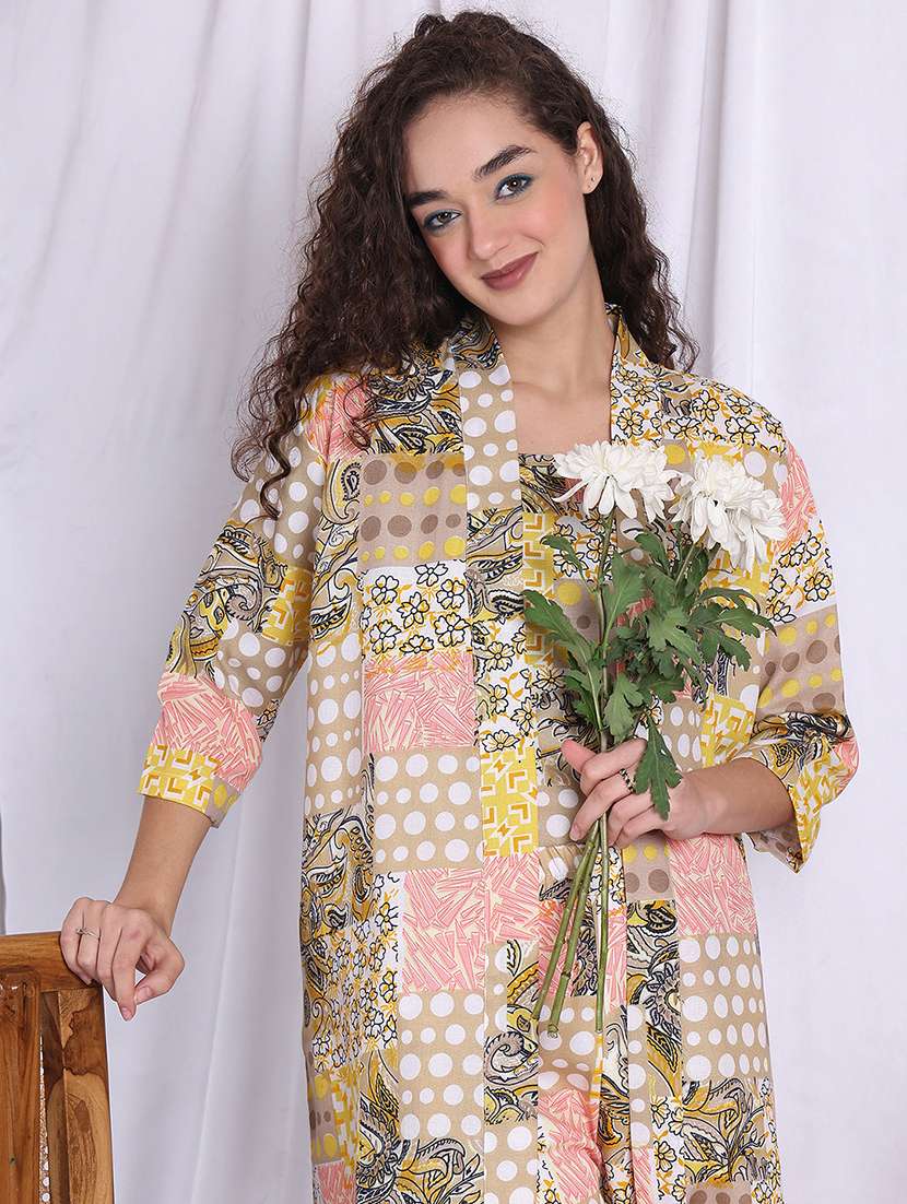 women printed nightwear pyjama set - 22330082 -  Standard Image - 1