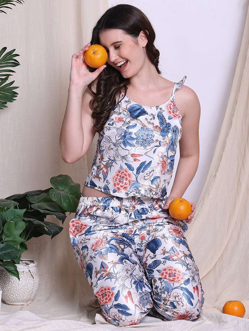 women printed nightwear pyjama set - 22330117 -  Standard Image - 1