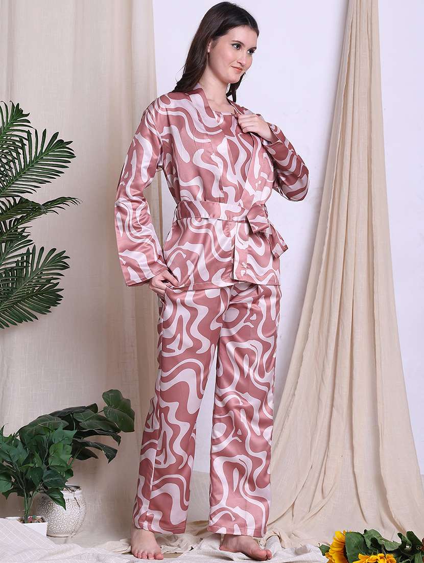 women printed nightwear pyjama set - 22330126 -  Standard Image - 1