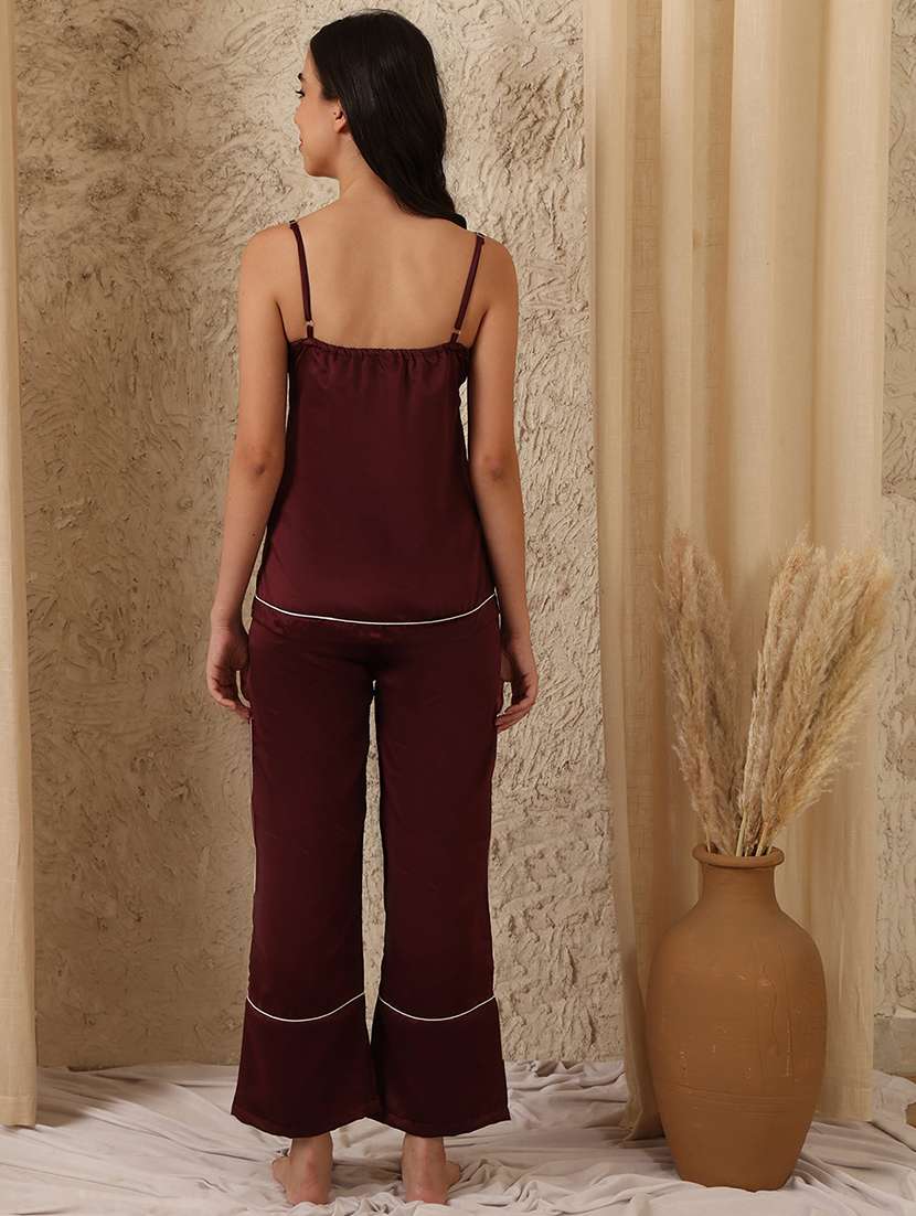 Women Solid Nightwear Pyjama Set - 22330150 -  Standard Image - 4