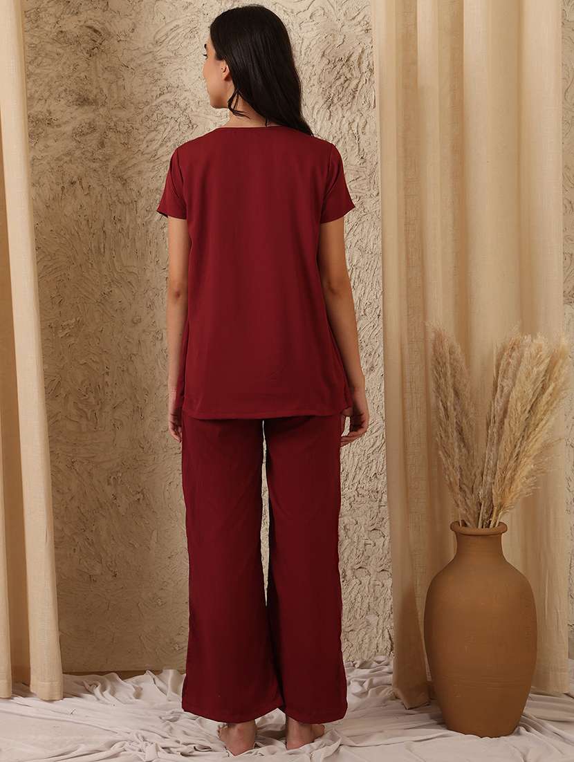 women solid nightwear pyjama set - 22330161 -  Standard Image - 4
