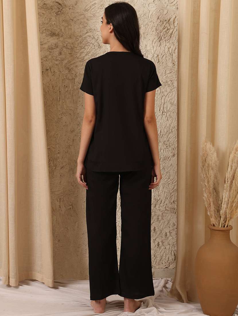 women solid nightwear pyjama set - 22330163 -  Standard Image - 4