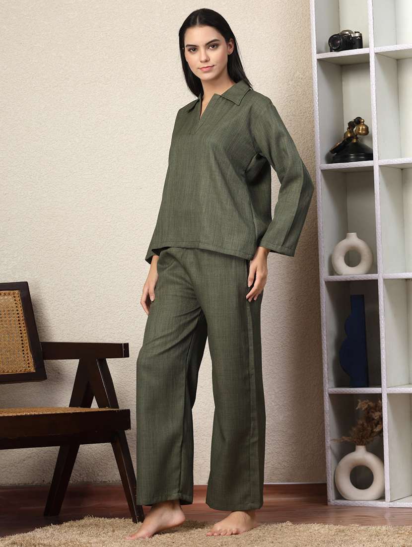 women solid nightwear pyjama set - 22330171 -  Standard Image - 4