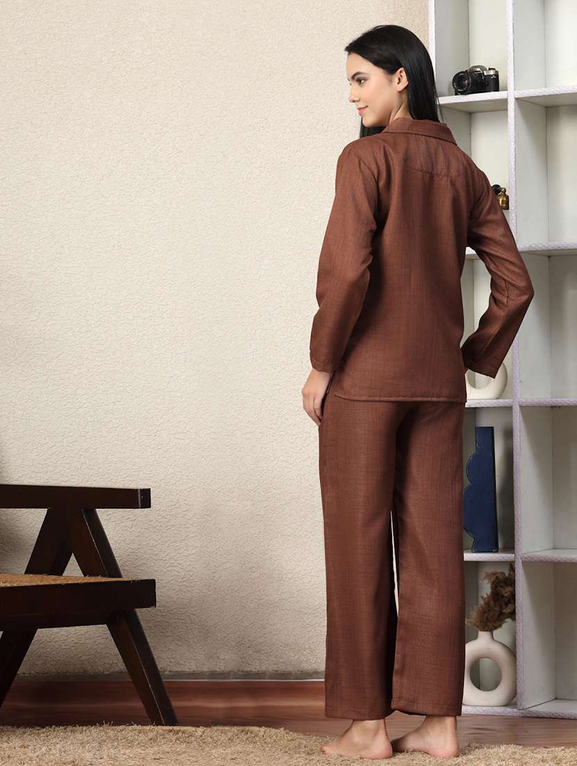 women solid nightwear pyjama set - 22330172 -  Standard Image - 4