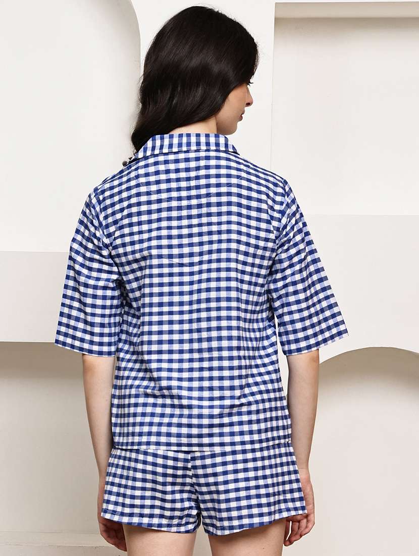 women checkered shorts nightwear set - 22330182 -  Standard Image - 4