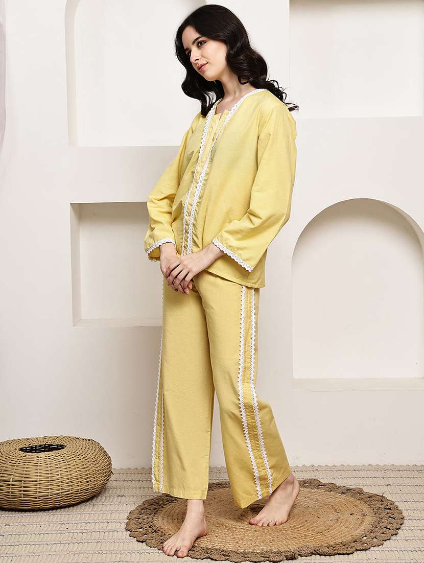 women solid nightwear pyjama set - 22330186 -  Standard Image - 4