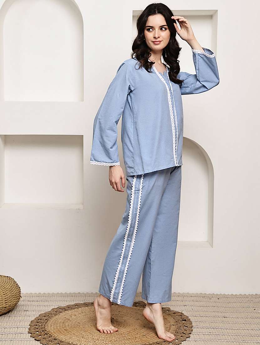 women solid nightwear pyjama set - 22330188 -  Standard Image - 4