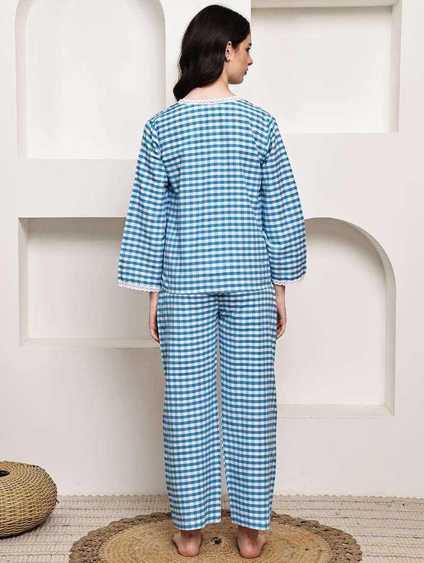 women checkered nightwear pyjama set - 22330192 -  Standard Image - 4