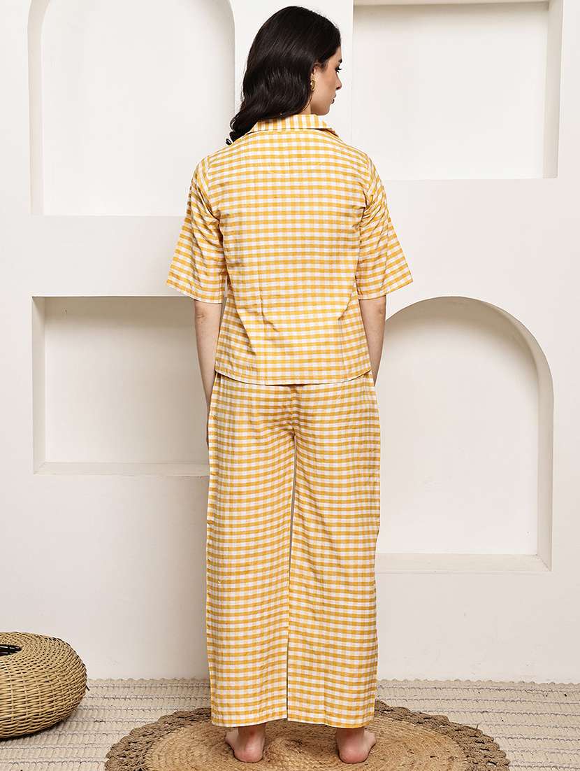 women checkered nightwear pyjama set - 22330194 -  Standard Image - 4