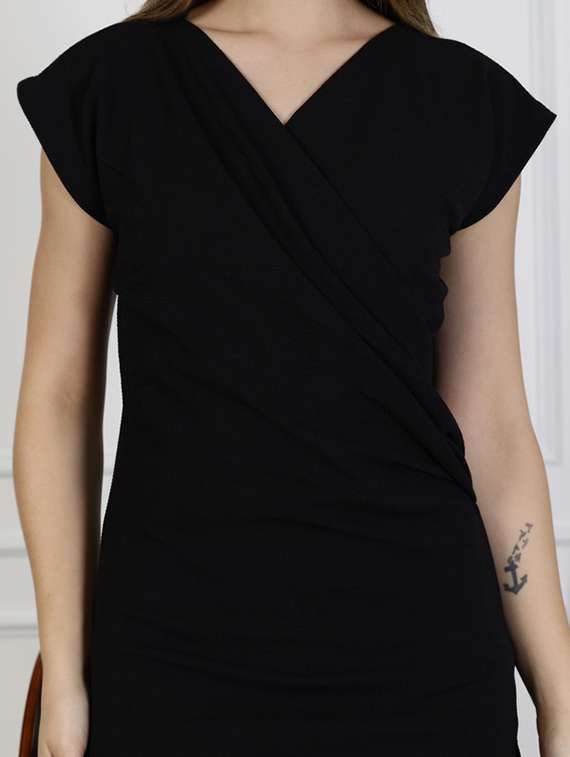 women solid short sleeve bodycon dress - 22330225 -  Standard Image - 4