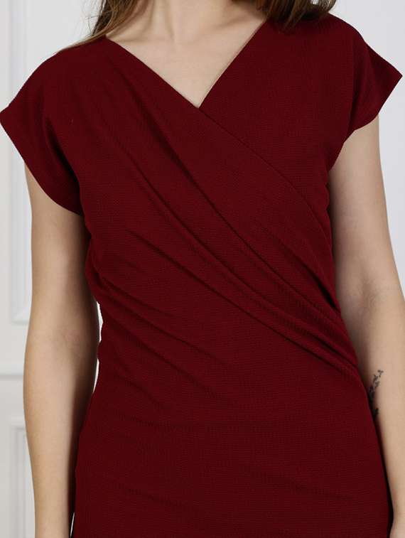 women solid short sleeve bodycon dress - 22330227 -  Standard Image - 4