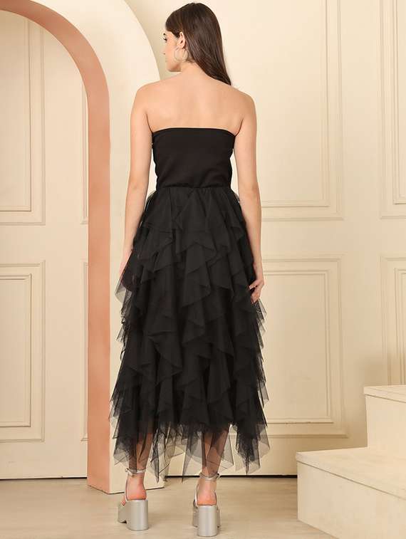 women solid sleeveless tube ruffle dress - 22330251 -  Standard Image - 4