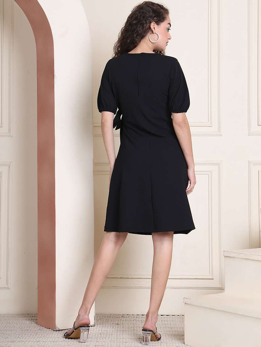 women sequined puff sleeve wrap dress - 22330257 -  Standard Image - 4