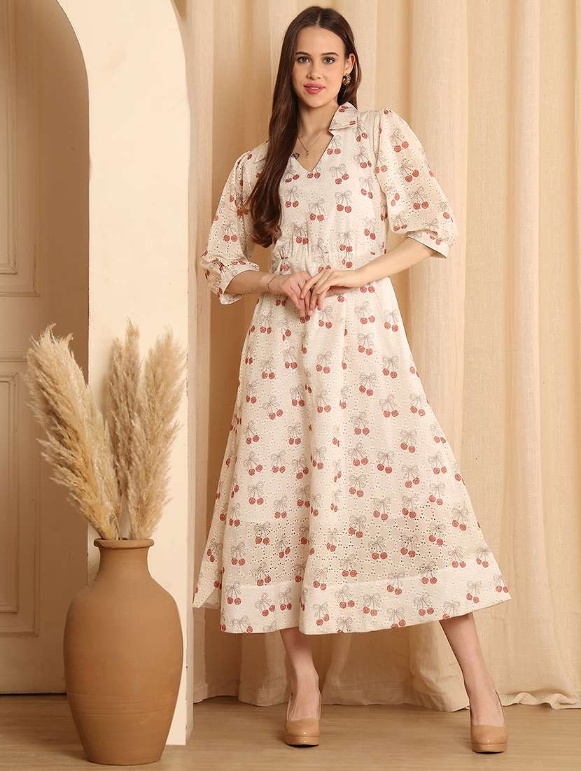 women printed collared a-line dress - 22330267 -  Standard Image - 1