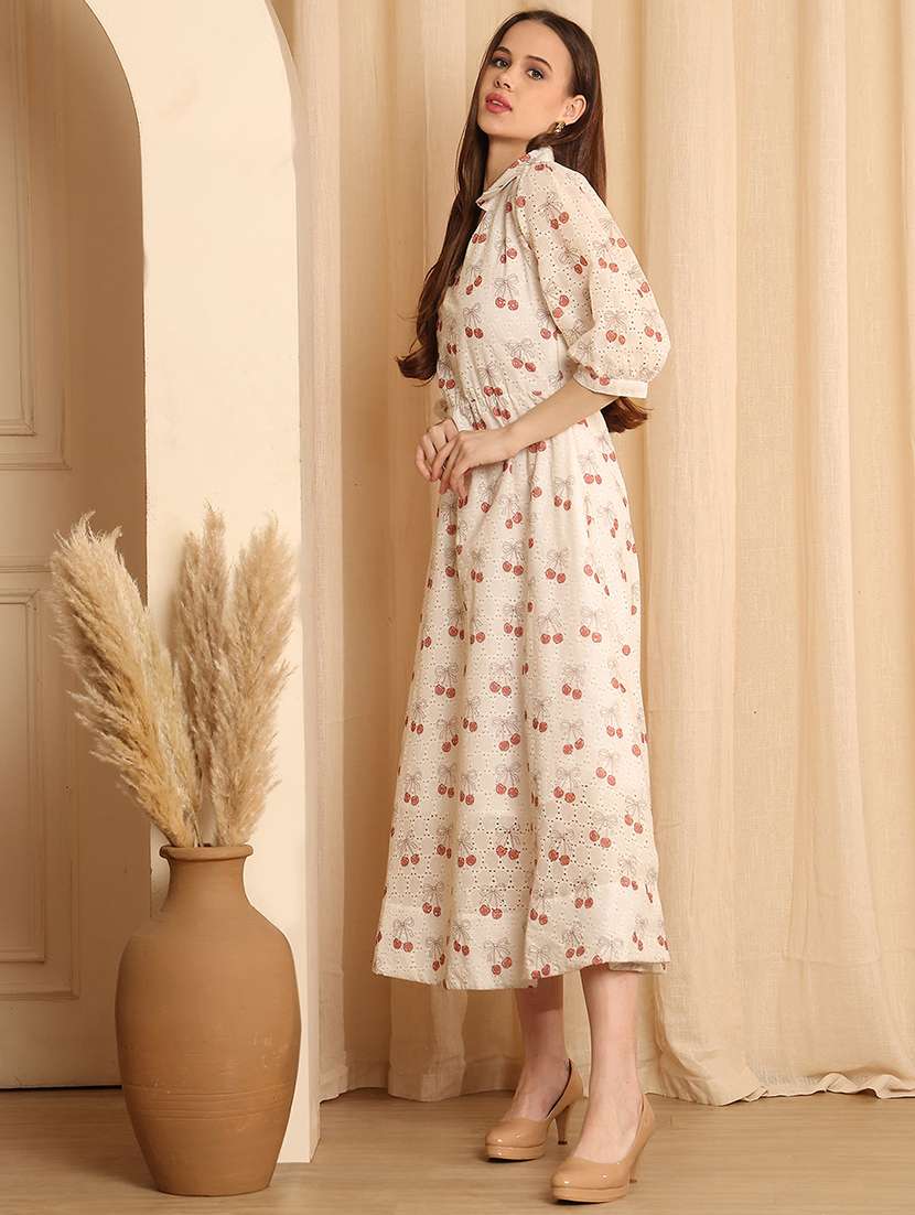 women printed collared a-line dress - 22330267 -  Standard Image - 4