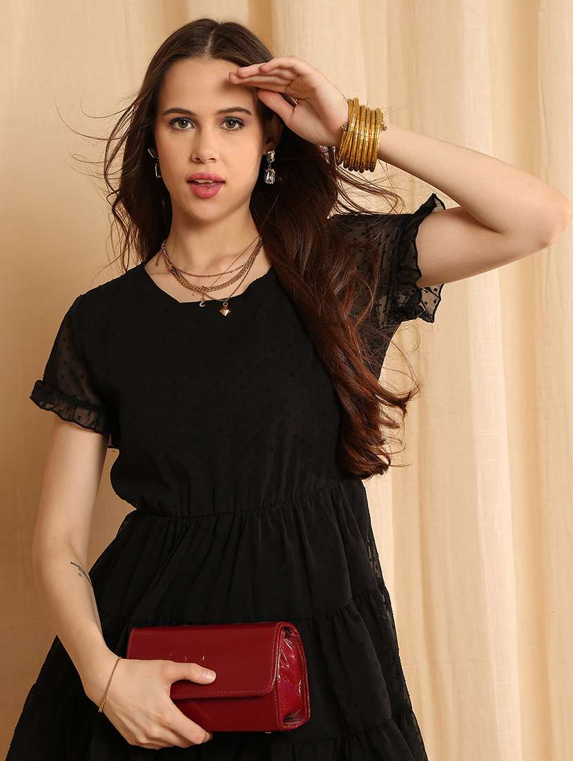 women self designed short sleeve tiered dress - 22330270 -  Standard Image - 1