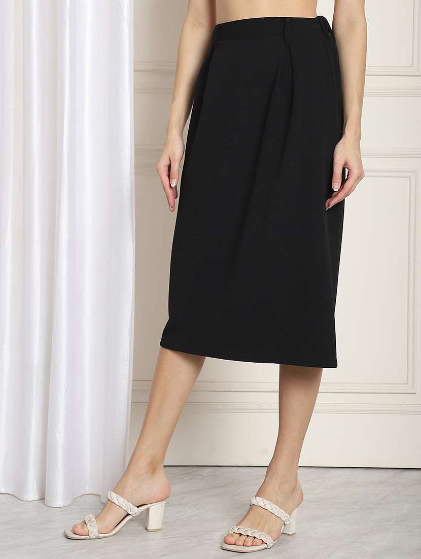 women solid high rise a-line skirt - 22330283 -  Standard Image - 1