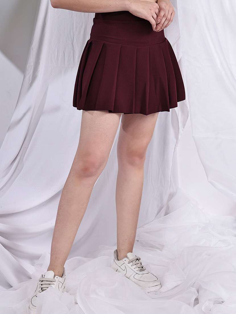 women solid high rise skater skirt - 22330293 -  Standard Image - 1