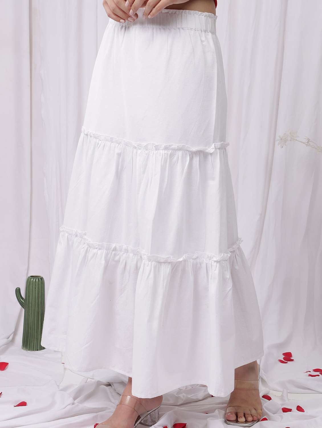 women solid high rise layered skirt - 22330304 -  Standard Image - 1