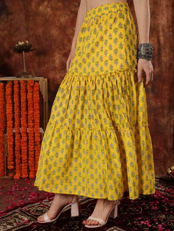 women printed high rise tiered skirt - 22330330 -  Standard Image - 1