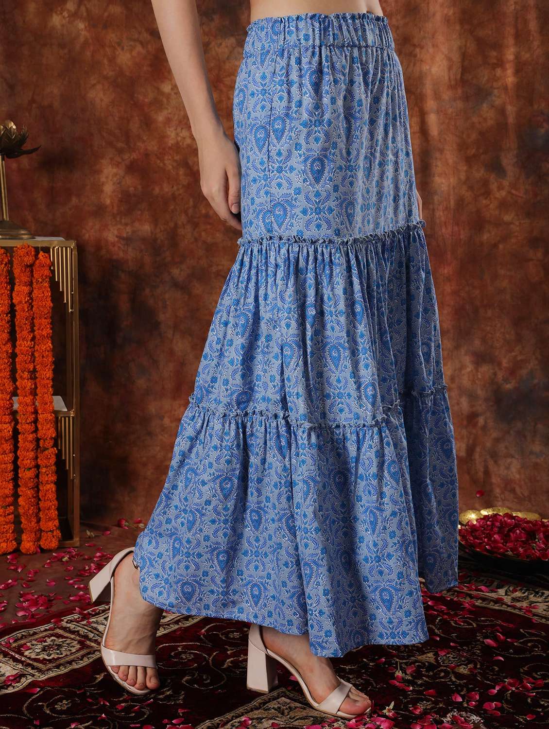 women printed high rise tiered skirt - 22330332 -  Standard Image - 1